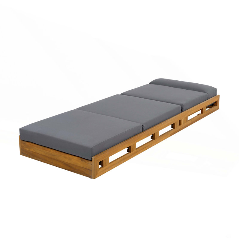 Lounge Chaise With Headrest, Acacia Wood With Water-Resistant Lounge Cushions (3-Fold & 4 Inch) - Matching Version Available