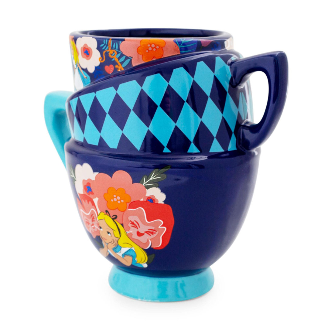 Disney Alice In Wonderland Stacked Teacups Sculpted Ceramic Mug | Holds 20 Ounce Silver Buffalo