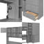 Lit mezzanine simple en bois avec bureau intégré, garde-robe, tablettes et tiroirs, éclairage à DEL intégré, meuble tout-en-un complet pour la chambre à coucher, conception peu encombrante-2064485481