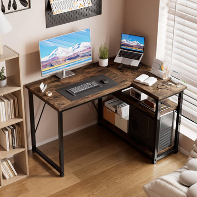 L-Shaped Metal Base Computer Desk