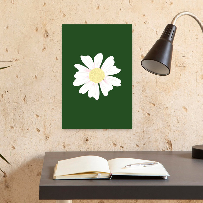 Art floral mural marguerite blanche, H 18 po x l 12 po