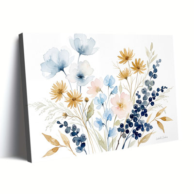 Soft Watercolor Wildflower Berry Floral Graphic Art Print on Wrapped Canvas