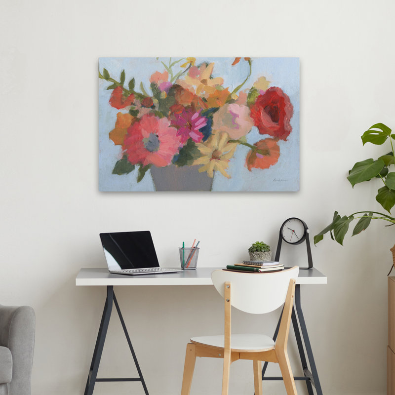 Bouquet d'été I - Bouquets bleus contemporains, H 36 po x l 24 po
