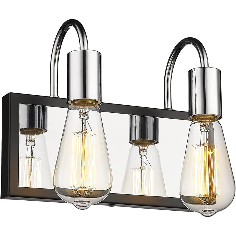 2 - Light Dimmable Vanity Light, Silver/Black