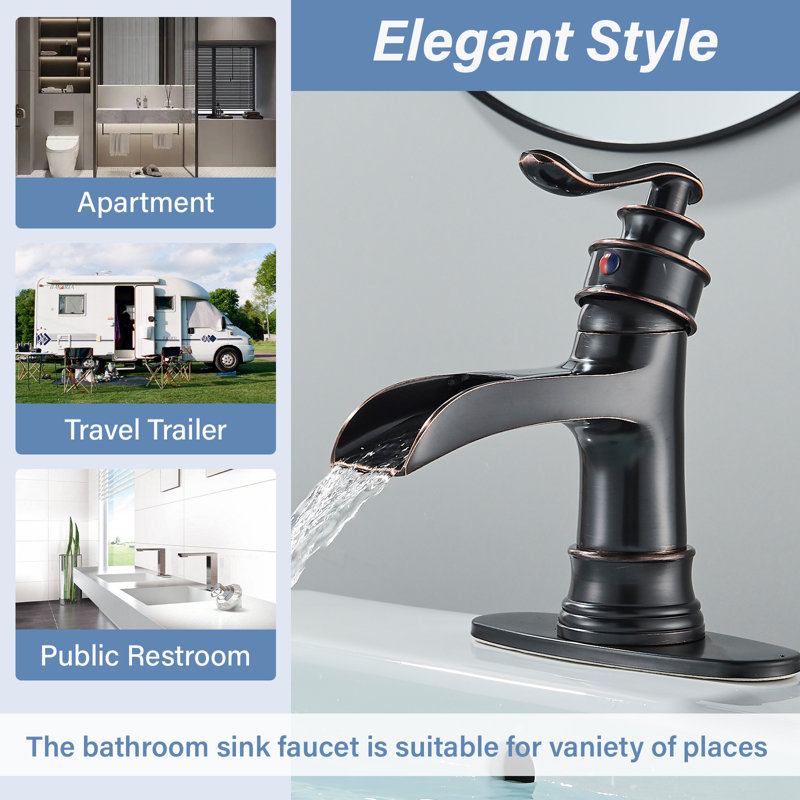 Single-Hole Single-handle Bathroom Faucet with Drain Assembly, Oil Rubber Bronze