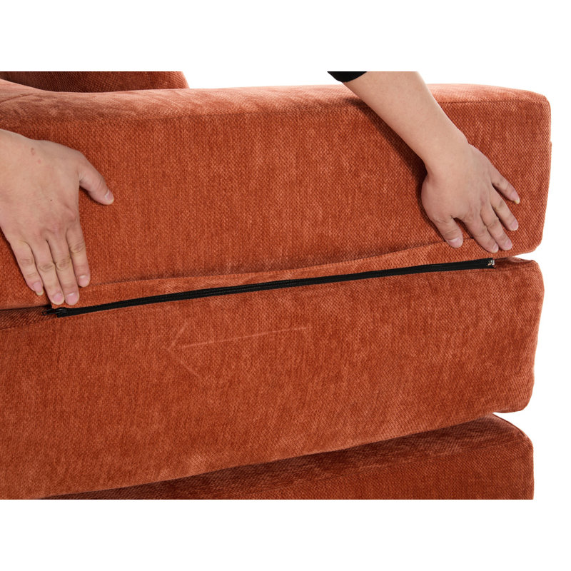 Convertible Sleeper Sofa, Foldable Floor Couch No Assembly, Orange