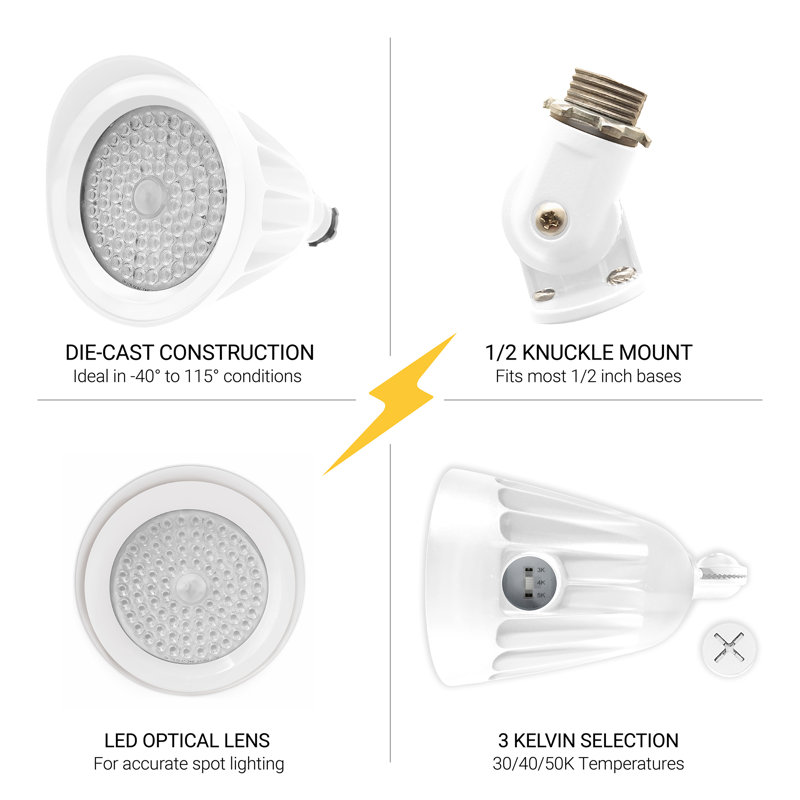 White Adjustable LED Bullet Flood Light with Knuckle Mount