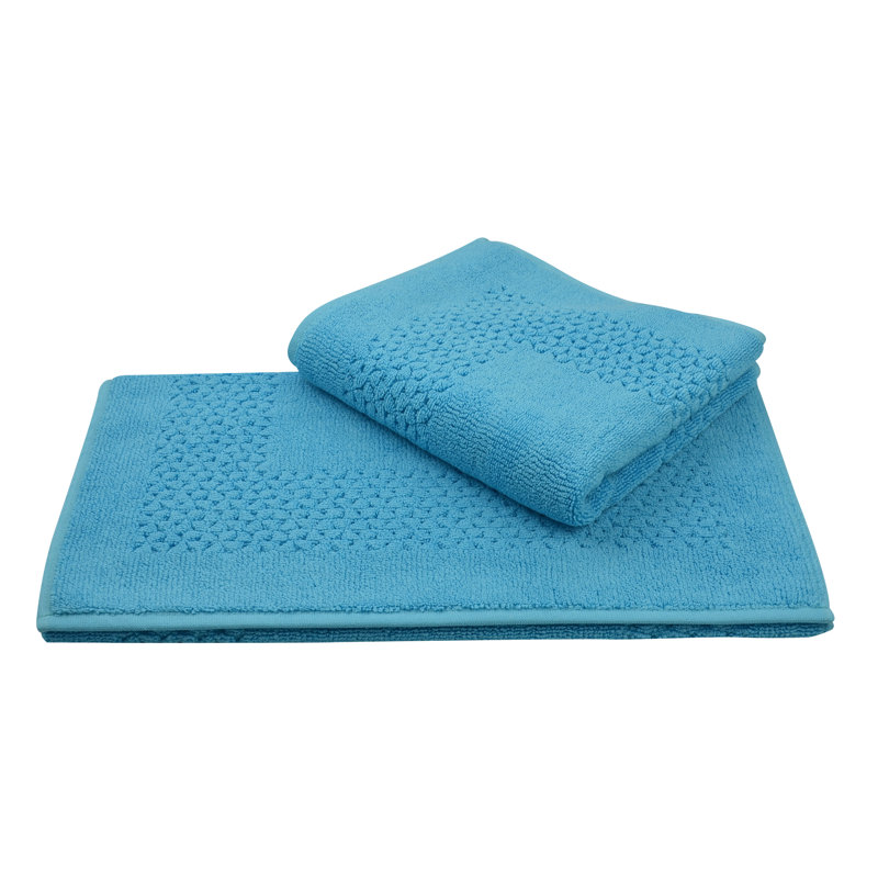 Tapis pour salle de bain en coton Depue, Aigue-marine