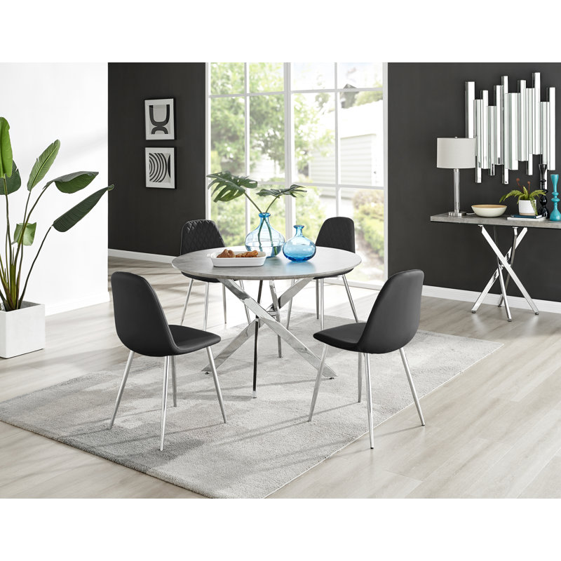 4 - Person Dining Set, Black/Silver