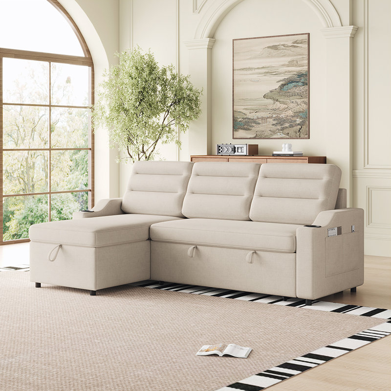 Sleeper Sofa, Beige Fabric Duplicate