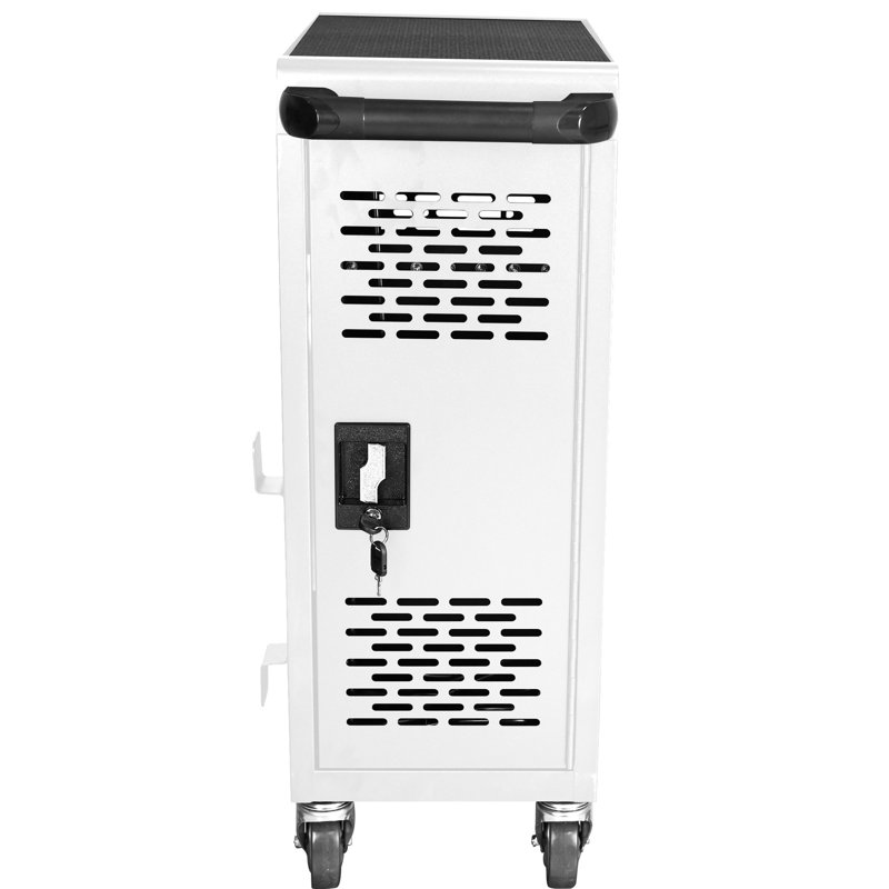 White Laptop & Charging Enclosure, 16 Compartments, With Door Lock 16 Portable Cabinet - White, Lockable Storage, Space Efficient, Cord Organization, Ul