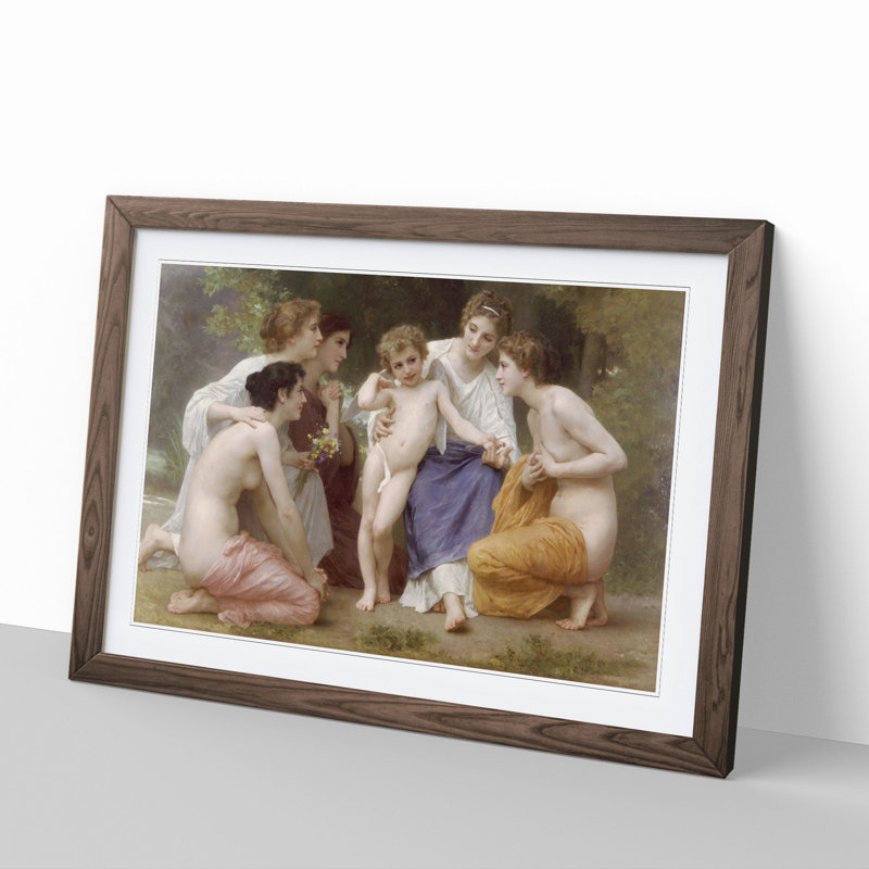 Admiration by William Adolphe Bouguereau - Picture Frame Painting, 27cm H x 36cm W x 2cm D, Walnut Framed