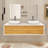 63 In. W X 21.7 In. D X 15.7 In. H Double Sinks Wall Mounted Bath Vanity In F.Oak With White Solid Surface Top
