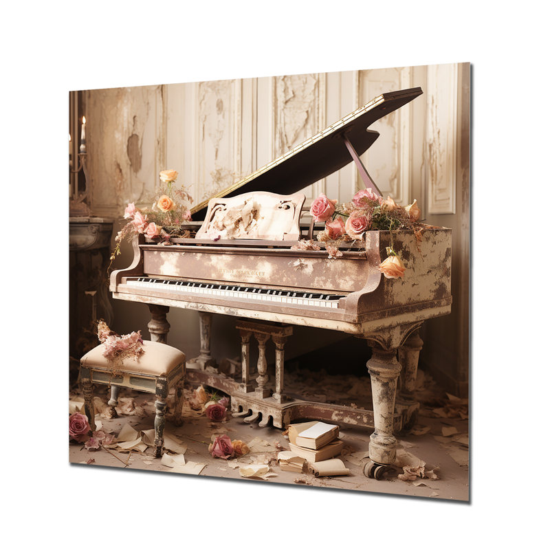 Vintge Piano Romantic Melody 1 - Piano, art mural en métal, H 29 po x l 29 po