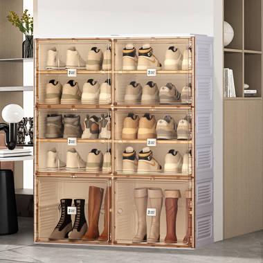 20pcs Shoe Storage Boxes Stackable Plastic Shoe Cabinet Closet