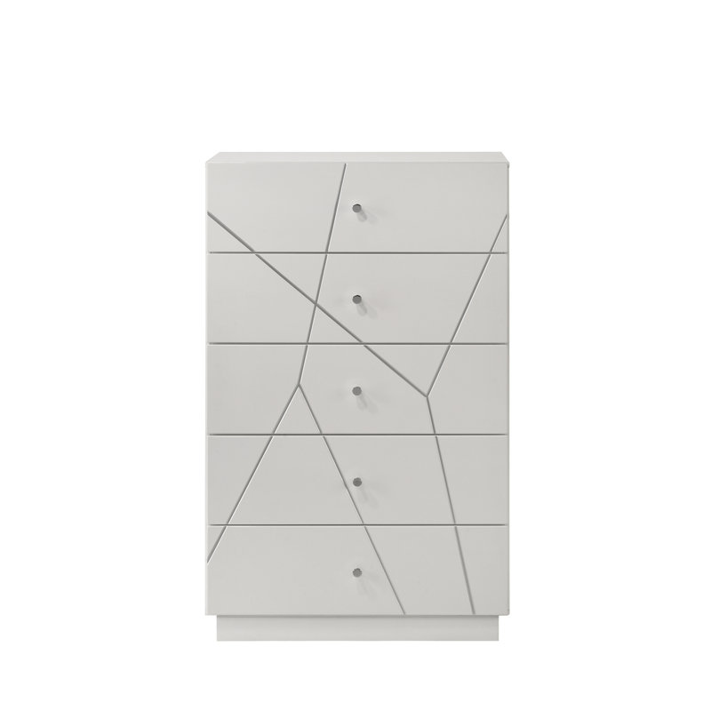 Commode blanche et argentée ultrabrillante