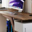 Bureau à 4 tiroirs brun noisette + blanc beige + bois manufacturé rectangulaire champagne + acier au carbone-167089737-167089743