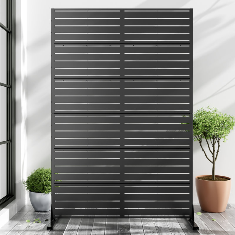 Panneau de clôture en métal pour écran d'intimité, Noir, noir, noir, noir, H 72 po x l 47 po x P 16 po