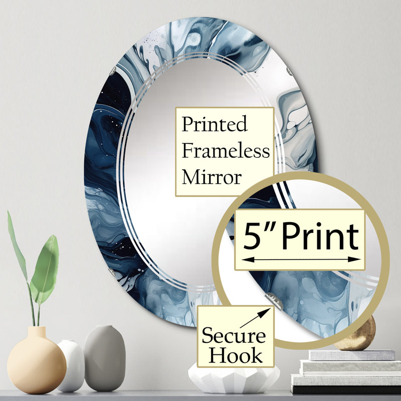 Miroir mural bleu gris et gris Elixir, abstrait moderne - bleu gris, 30 po x 20 po