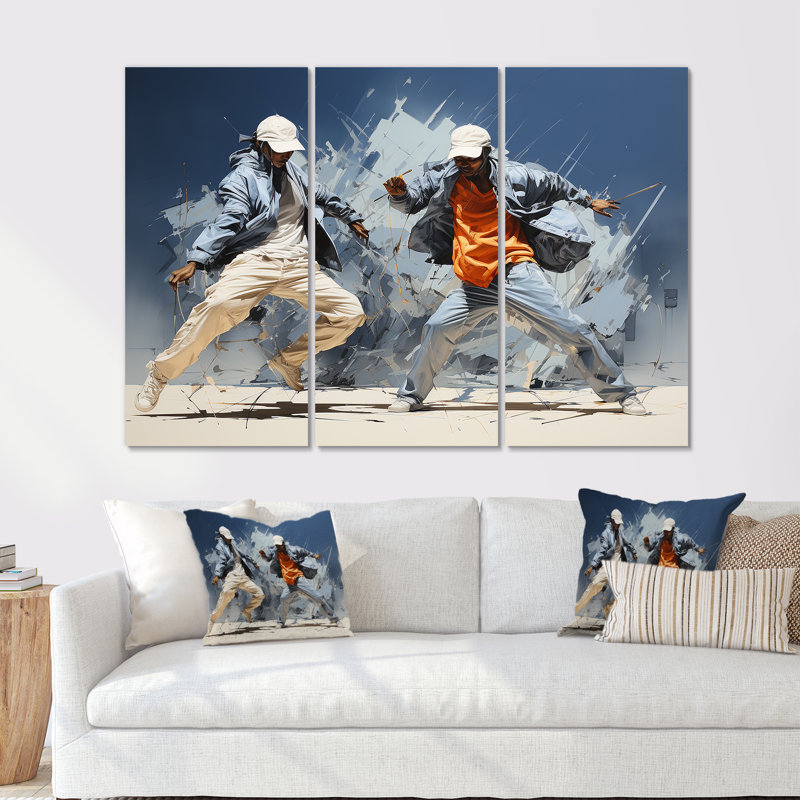 Noir et bleu Break Dance Fusion III - ensemble d'art mural sur toile Dance, H 40 po x l 60 po