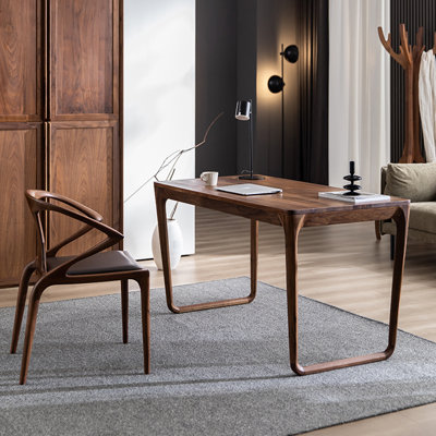 Solid wood minimalist style desk and chair set