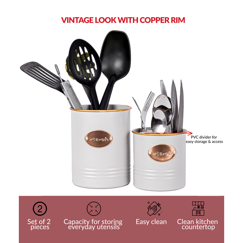 Metal Round Utensil Crock