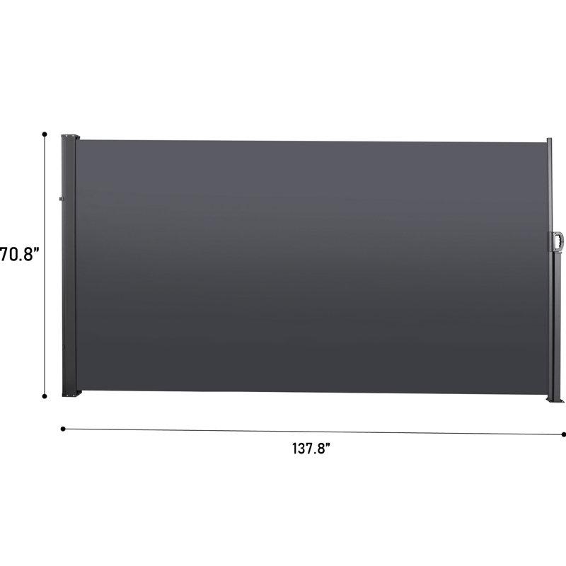 138" X 71'' Retractable Side Awning, Grey, Rust Frame, Waterproof & - Privacy Shelter 138"X71" , Screen For Safari Parks