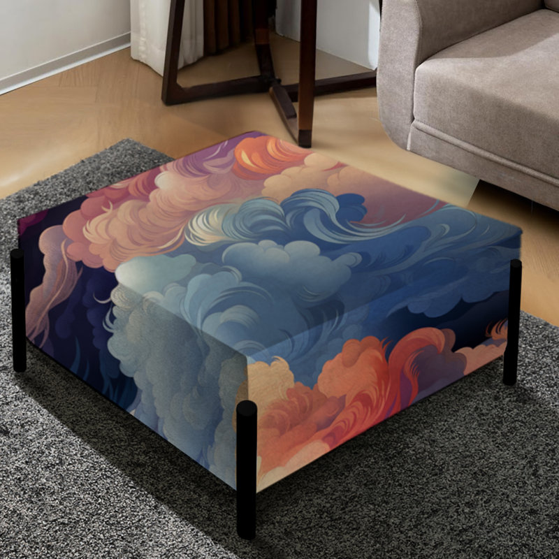 Abstrait multicolore bleu et rose nuage Mirage - grand repose-pieds carré abstrait