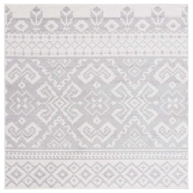 Tapis beige et argent de style sud-ouest Wynn, Carré 10 pi