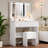 Makeup Vanity Desk with Lighted Mirror Charging Station and Storage Chair-332218564