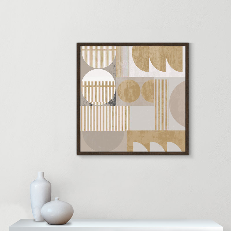 Golden Balance I Print par , L 27,5 po x H 27,5 po, Framed Print, Grain de bois noyer