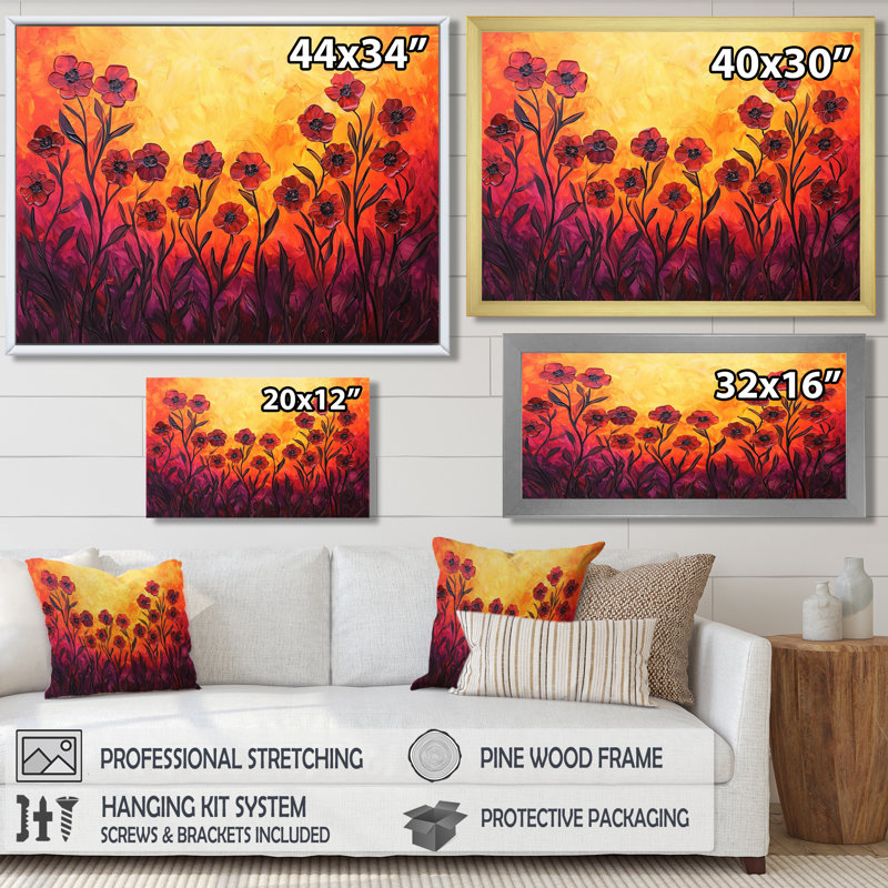 «Sunset Violets In The Horizon I», reproduction sur toile, Brun, Floater Framed Print without Mat, H 16 po x l 32 po