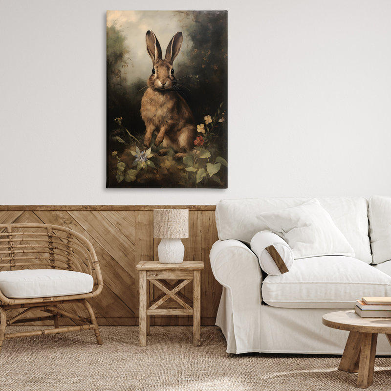"Bunny in Nature", art mural sur toile par Petal Prints Design, H 45 po x l 30 po