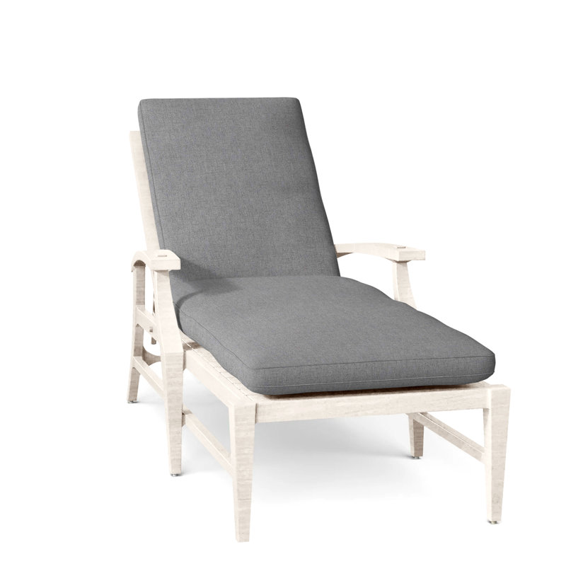 Croquet Aluminum 78.38" Long Reclining Single Chaise with Cushions, Welt, Verona Mist, Oyster