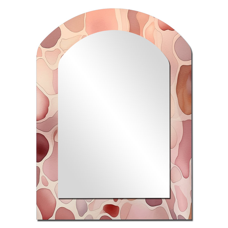 «Nutshell Abstractions», aquarelle abstraite I - grand miroir arqué de formes abstraites, décor de miroir mural asymétrique moderne, impression sur métal