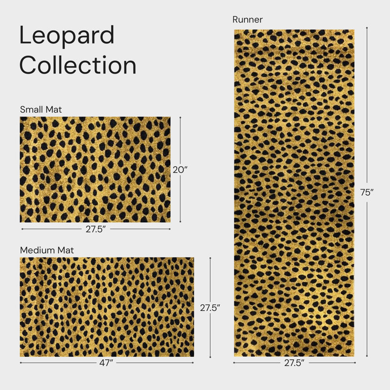 Imasdun Leopard Non-Slip Indoor Door Mat, 20" W x 28" L