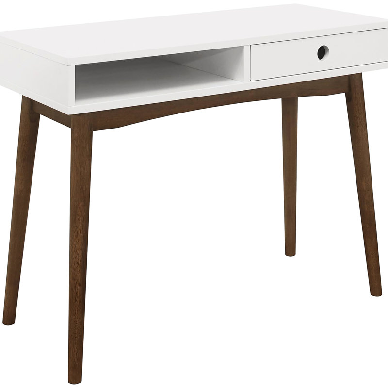 Le bureau blanc et noyer, de style moderne Mid-Century pour un bureau de travail efficace en noyer, améliore le processus