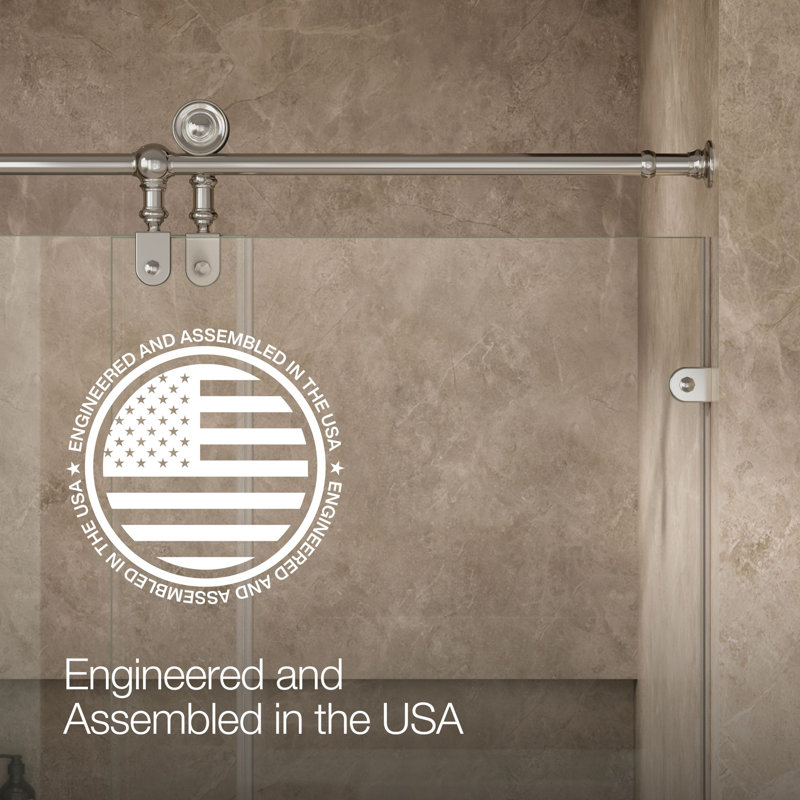 Artifacts 80-7/8 In. H Sliding Shower Door With 3/8 In.-Thick Glass, Polished Nickel
