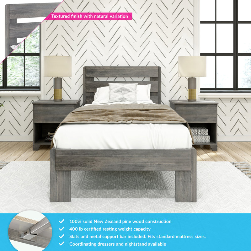  Cyprian Kids Solid Wood Platform Bed, Twin, Driftwood