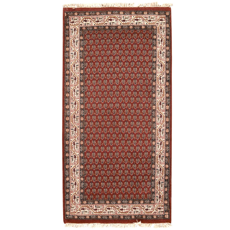 Hand Knotted Wool Area Rug in Red And Cream