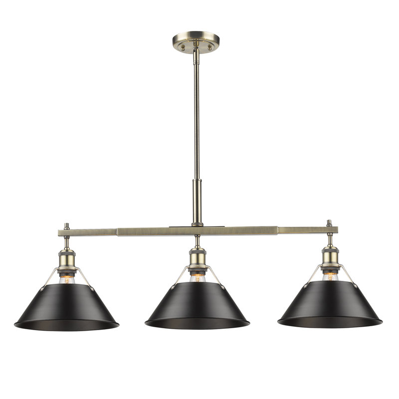 Bisto 3 - Light Kitchen Island Pendant, Aged Brass, Black