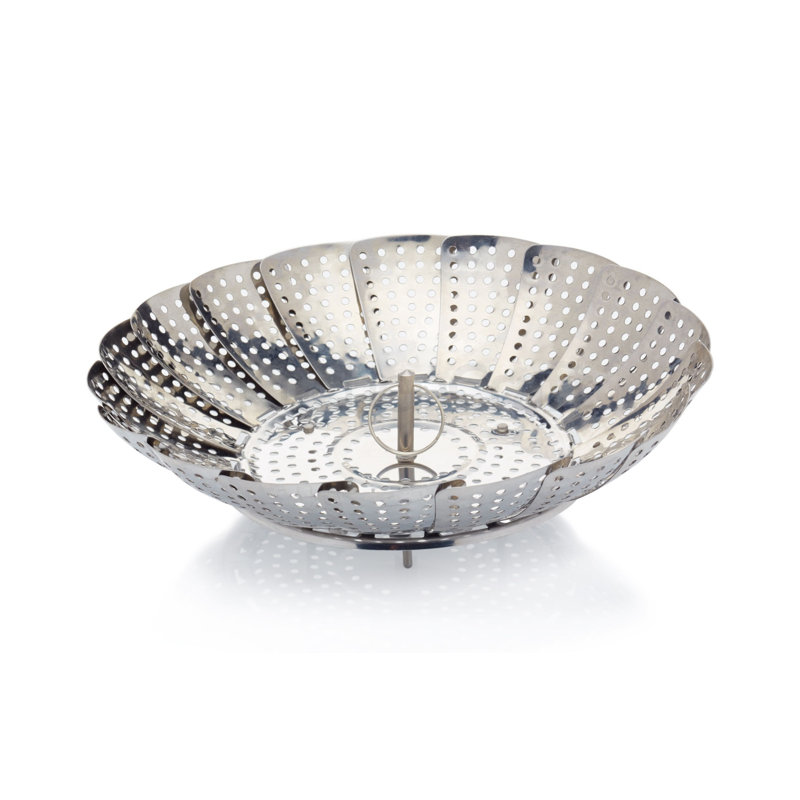 Stainless Steel Collapsible Steaming Basket, 7.5cm H x 28cm W x 28cm D