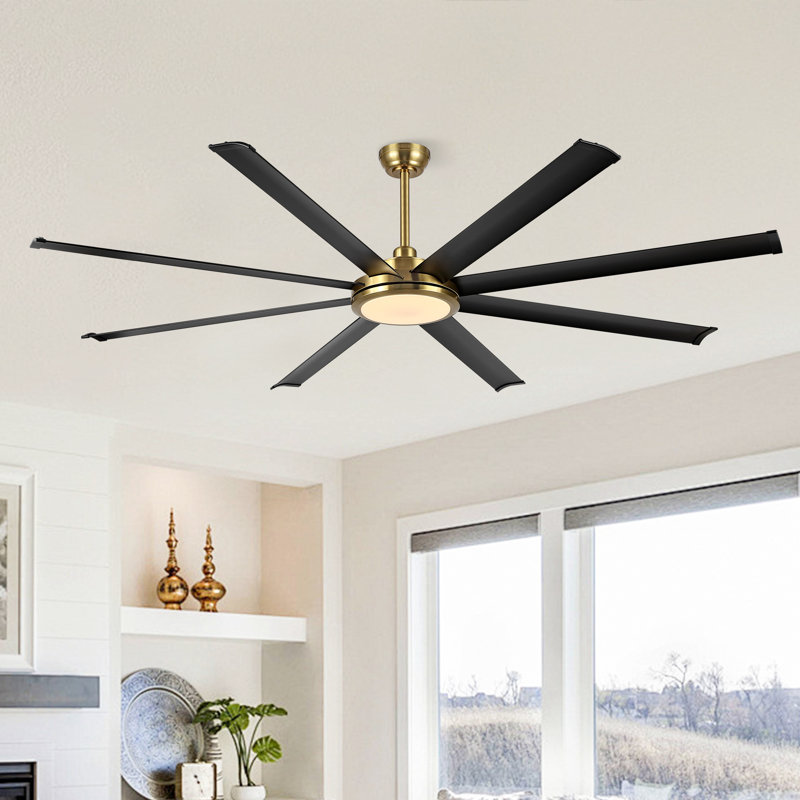 Ventilateur de plafond industriel 8 CC 6 pales 80cc 6 vitesses, Or et pales noires, 80"