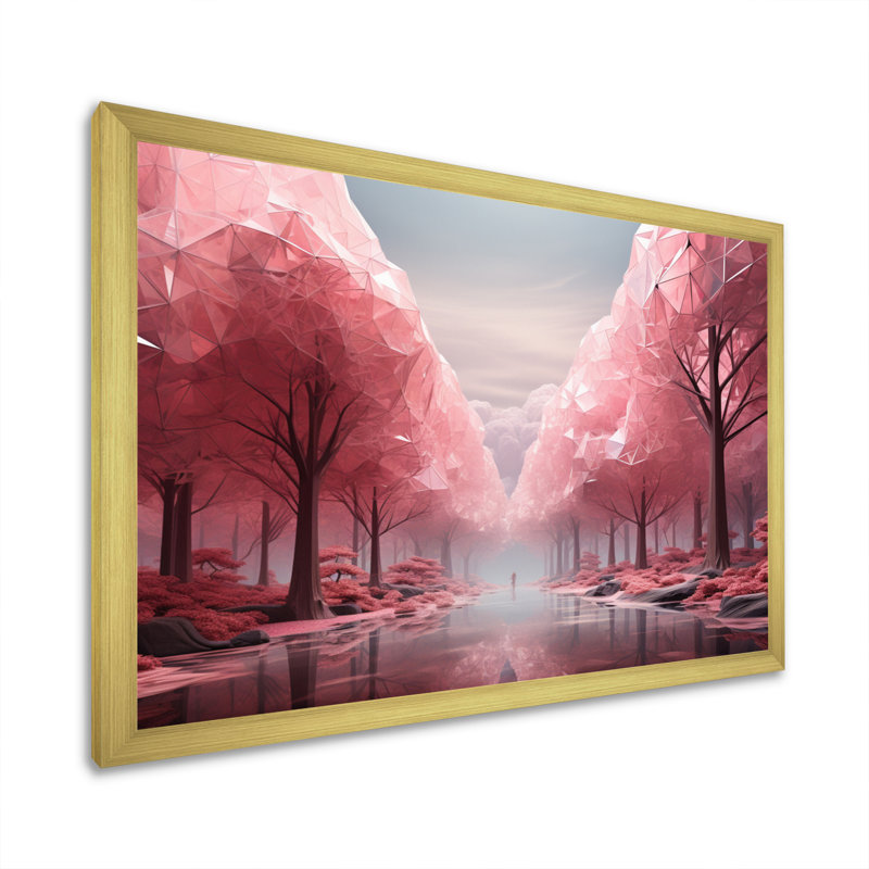 Marizza, forêt de bois rose - impression, Cadre doré simple, H 12 po x l 20 po x P 1 po
