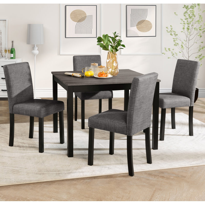 5-Piece Wooden Dining Table Set With 4 Chairs For Dining Room