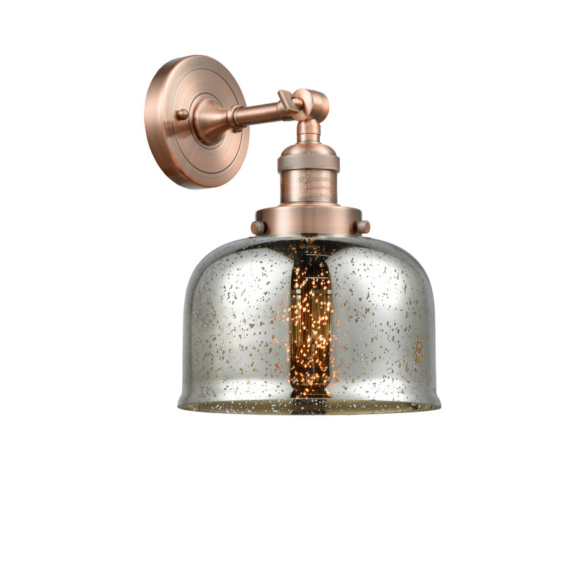 Handley Glass Semi Flush Mount, No Bulb Included, Antique Copper, Silver Mercury