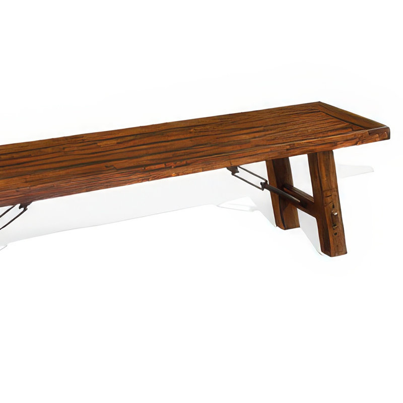 Banc Reggie, bois d'acajou brun de 72 pouces, détails de tendeurs en métal