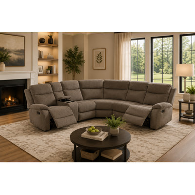 176" Fabric Living Room 3-Piece Recliner Sectional Sofa Set