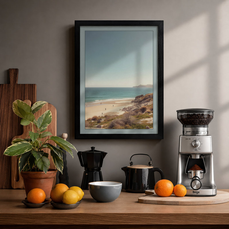 Quiet Morning Coastal - Framed Print, A2 - 59.4 x 42.0 cm, Black