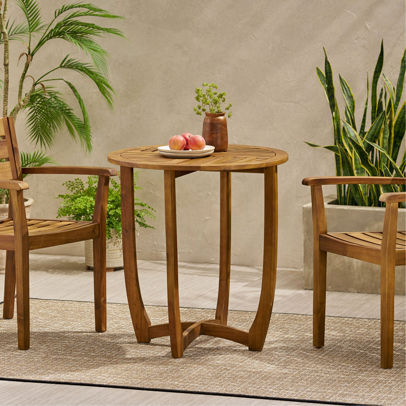 Table d'appoint d'extérieur ronde en bois d'acacia, Naturel
